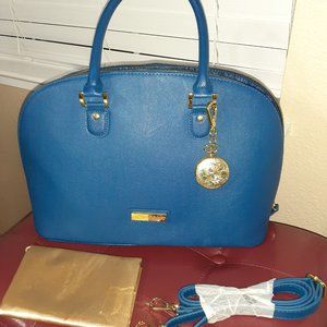 JOY & IMAN Beautiful Pebble Leather Handbag -Blue